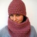 Liberty Winter Set Hat and Cowl mixed Wool Hat and Cowl Crochet Set Chunky Set NEW