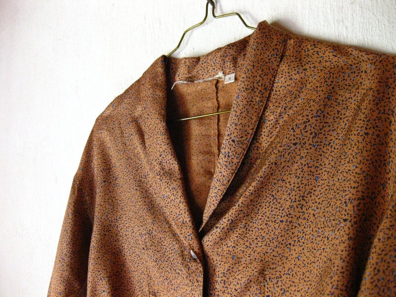 Silk Shrug Vintage Bolero Leopard Print Womens Size Small