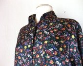 90s Vintage Silk Floral Oversized Vintage Blouse Womens Medium Grunge