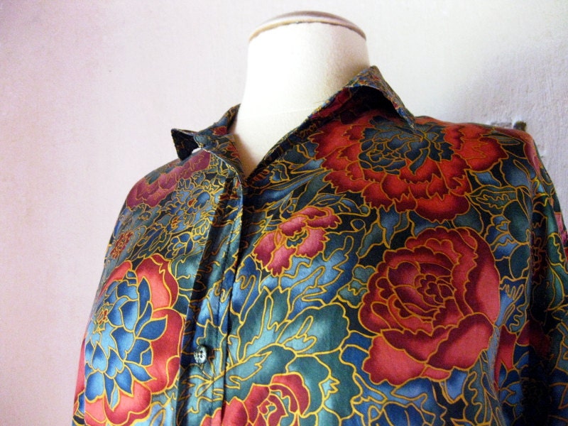 Silk Vintage Shirt Jacket Long Sleeve Express Womens Small