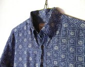 Woolrich Cotton Navy Blue Mens Vintage Short Sleeve Shirt Large