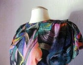 Abstract Colorful Short Sleeve Vintage Shirt Womens Small