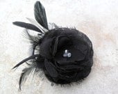 Blair - black hairpiece, wedding accessory, bridal hairpiece, headpiece, black flower, wedding hairpiece