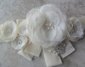 Enzoani inspired organza floral bridal sash. wedding accessory, bridal sash, bridal belt, flowered sash, bridal accessory