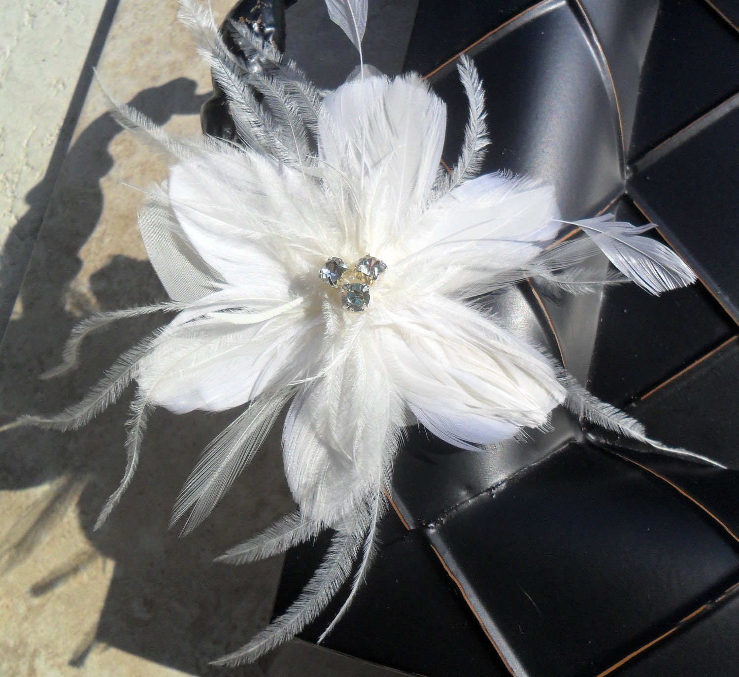 Rosetta - feathered fascinator, wedding accessory, bridal accessory, wedding hairpiece, bridal hairpiece, bridal headpiece