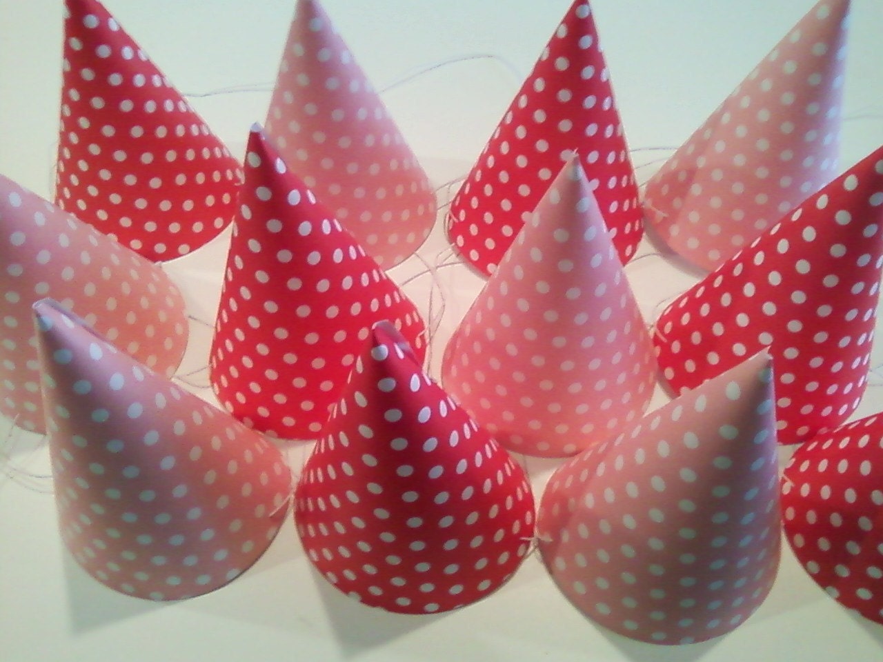 PRINCESS Party Hats in Pink/White and Red/White Polka Dots (set of 10)