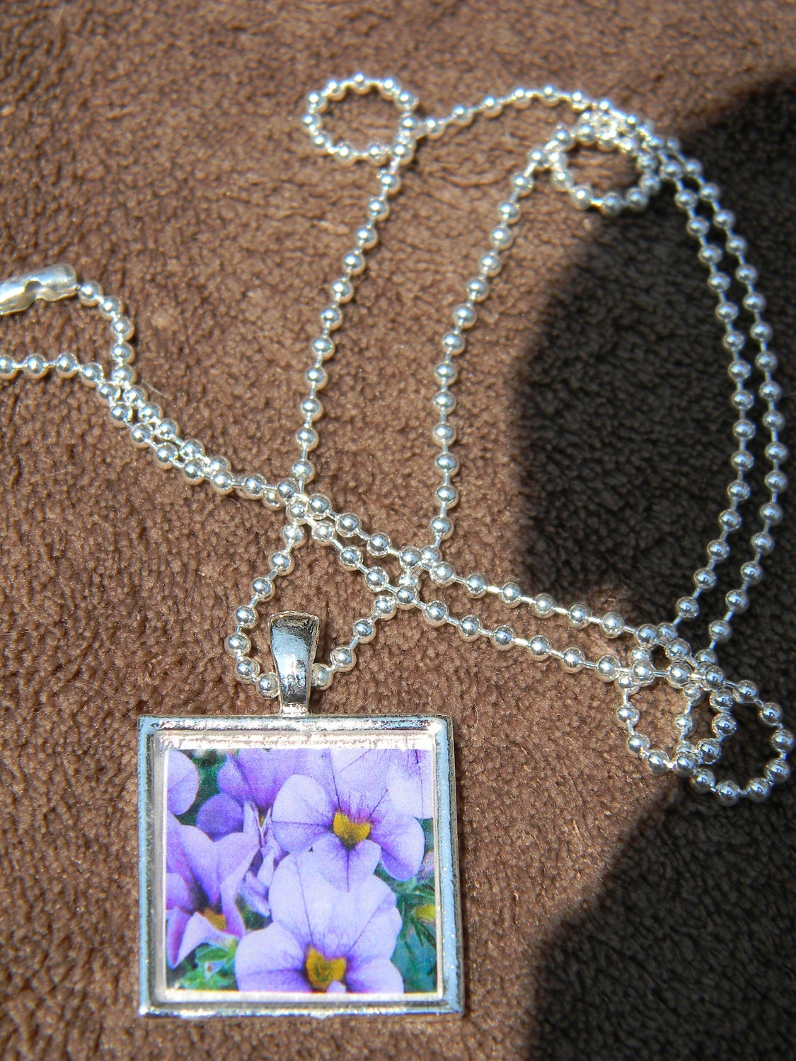 Purple Patunia Sterling Silver Plated Necklace
