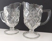 Pressed Glass Footed Milk Jug / Pitcher