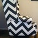 RESERVED FOR KISHANNA - Charcoal Gray and White Chevron Patterned Wingback Chair & Custom Pillow