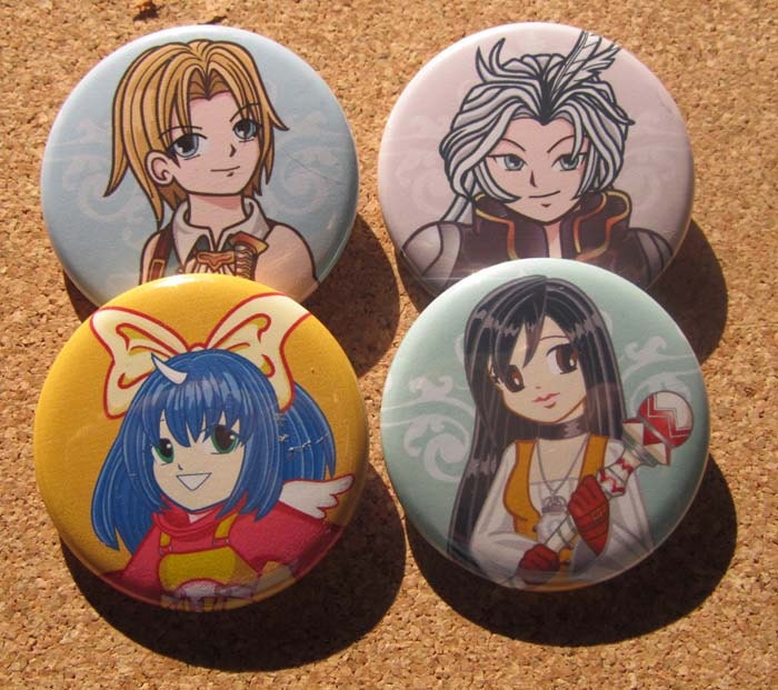 Final Fantasy IX 9 Pin Back Button set of 4