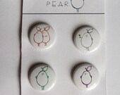 Funny, Angry Pear button set of 4 - white