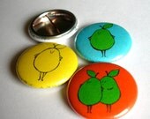 Funny, Angry Pear button set of 4 - color