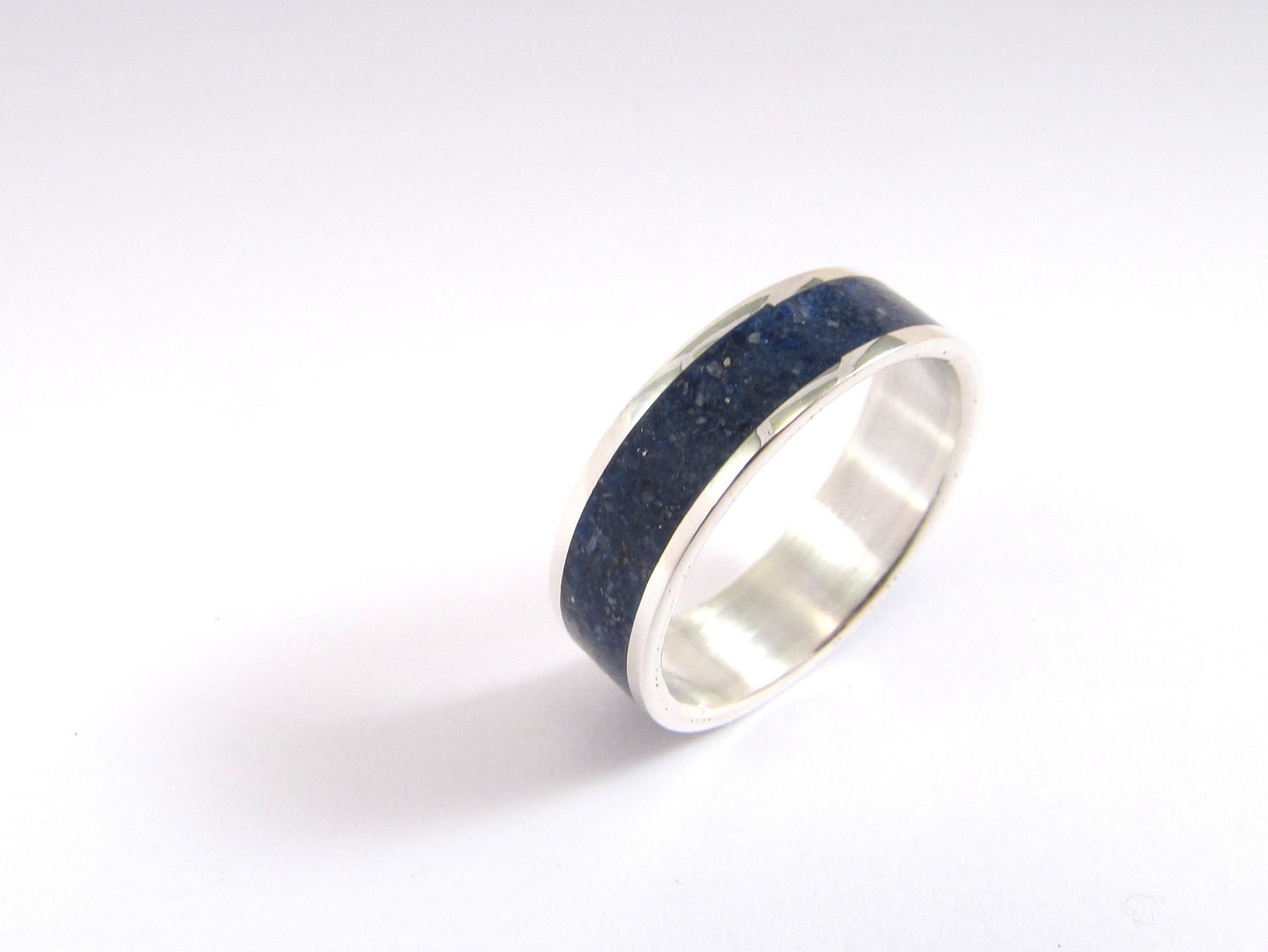 Blue Wedding Band - Sterling silver ring -  Lapis Lazuli Color - Navy - Nautical