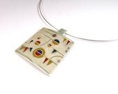 Sterling Silver Pendant - Geometric Festival - Primary Colors - OOAK
