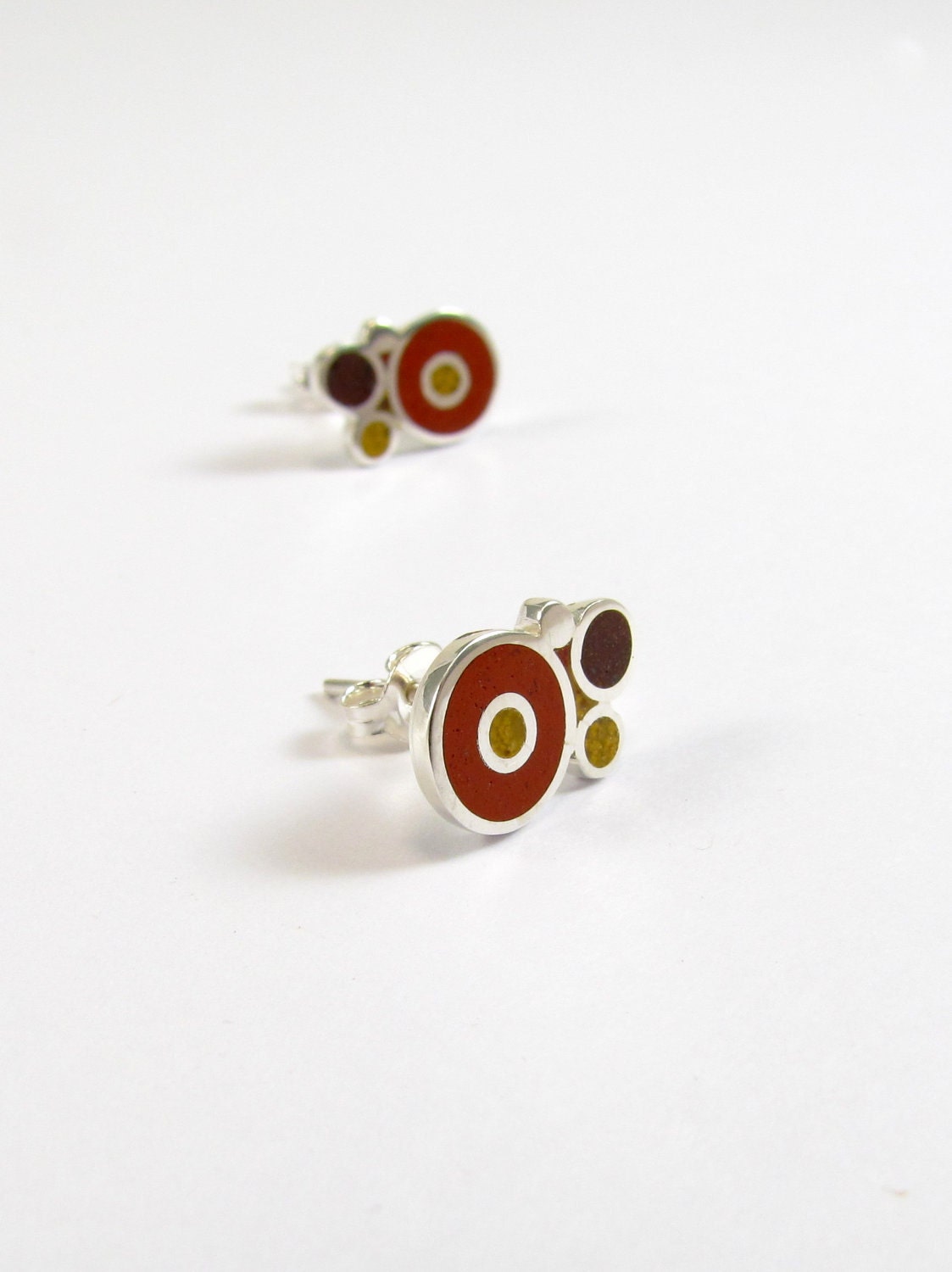 Sterling Silver Earrings - Colorful Bubbles - Ear Studs