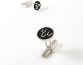Sterling Silver Cufflinks - Black Circle