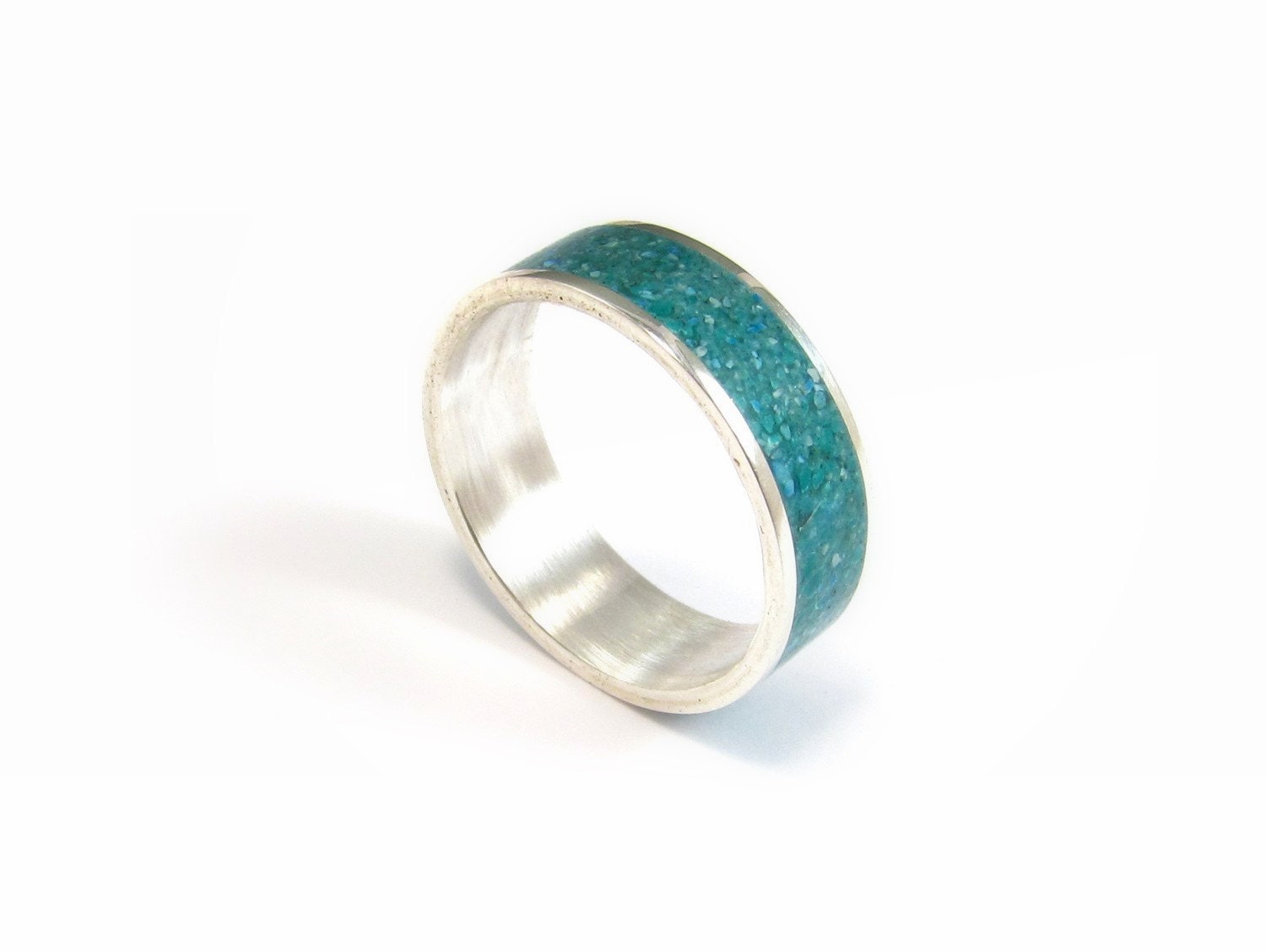 Sterling Silver Ring - Turquoise - Wedding Band