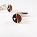 Sterling Silver Cufflinks - Divided Circles - Maroon and Black