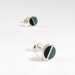 Sterling Silver Earrings - Black and Green Ear Studs - Divided circles