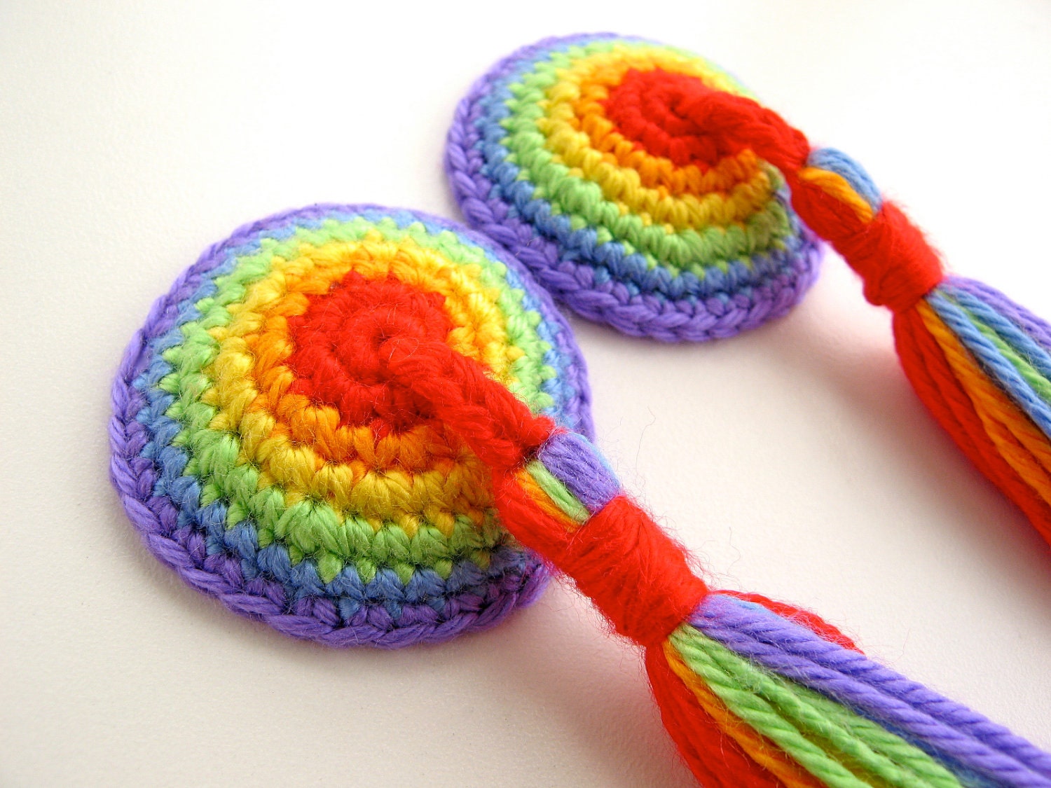 Rainbow Crocheted Nipple Tassels with tape