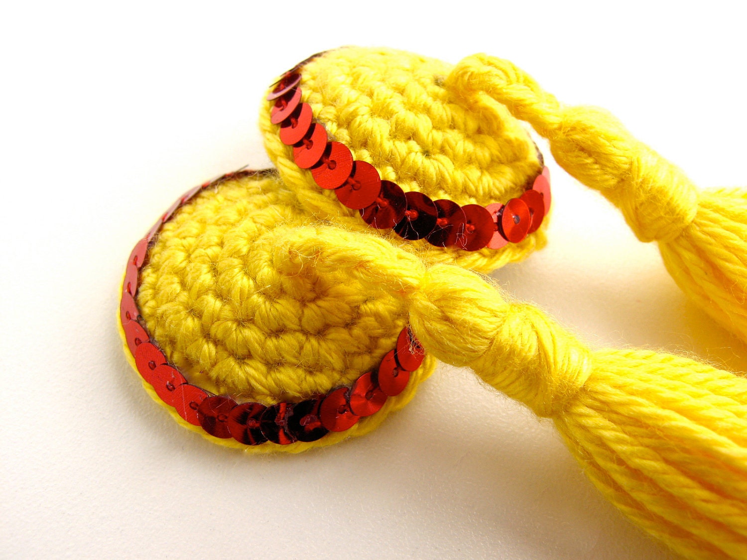 Yellow Crocheted Nipple Tassels with tape