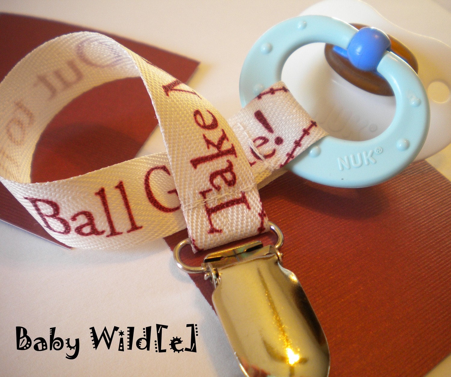 Pacifier Clip Baseball Lover Major League - Peanuts and Crackerjacks