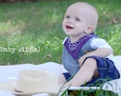 Western Cowboy Bib Baby READY TO SHIP Recycled Jeans Denim - Purple Bandana