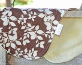 Contour Burp Rag Terry Cloth Flannel Chocolate Burp Cloth Boutique Leaves Brown and Cream - Peaceful Leaves