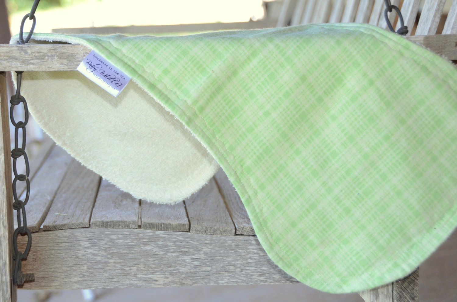 Contour Burp Cloth Terry Cloth and Flannel Leaf Green Plaid - Spring Meadow