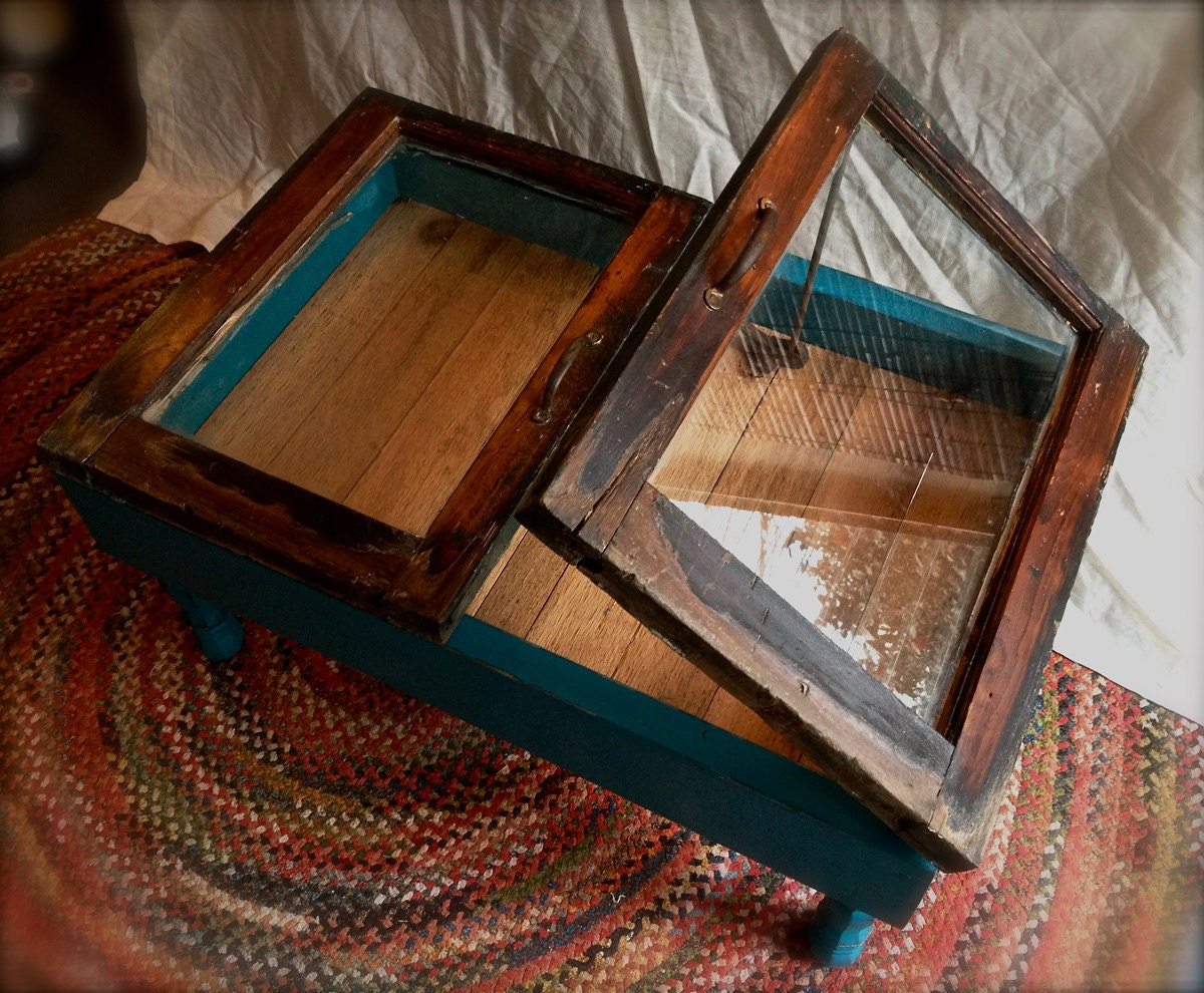 Reclaimed Window Coffee Table with Storage, Upcycled, Repurposed
