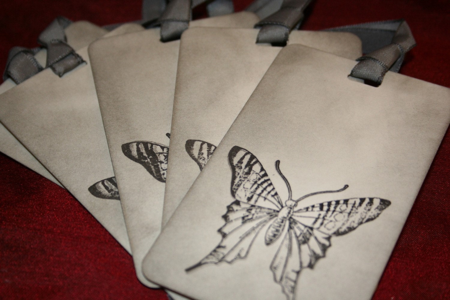 Wedding Wish tree tags/ gift tags - Vintage-style Butterfly Tags - set of 5