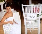Wedding Chair Signs -Bride and Groom chair signs /Mr and Mrs chair signs- Vintage Appearance - Set of 2