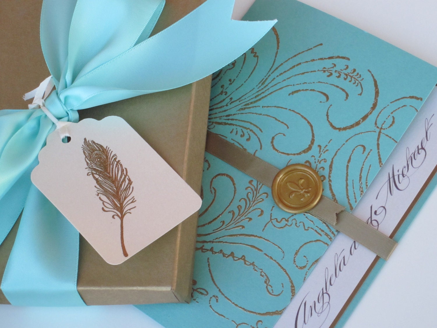 Boxed Luxury Wedding Invitation - Marie Antoinette inspired -Regal -  SAMPLE