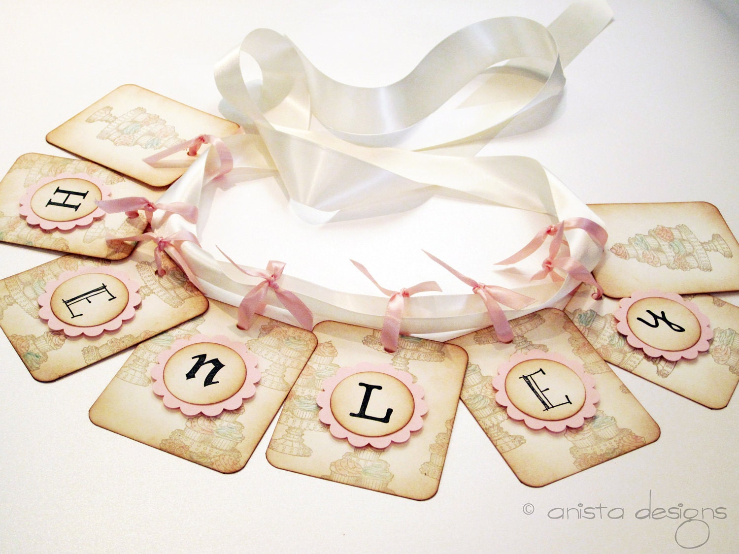 Cupcake/Sugar and Spice Birthday Banner/Garland- Vintage Appearance PERSONALIZE