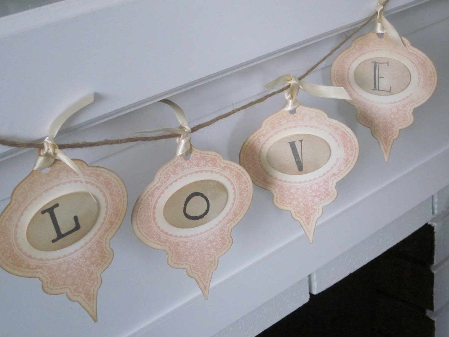 Personalized Ornament Banner (Love is shown) - Vintage Appearance