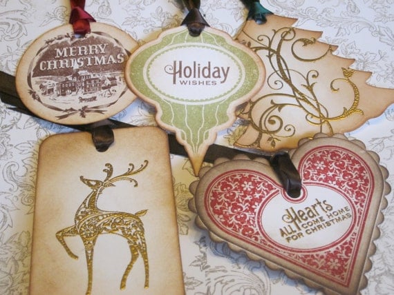 Christmas Tags/Ornaments Variety Pack - Vintage Appearance - Set of 10