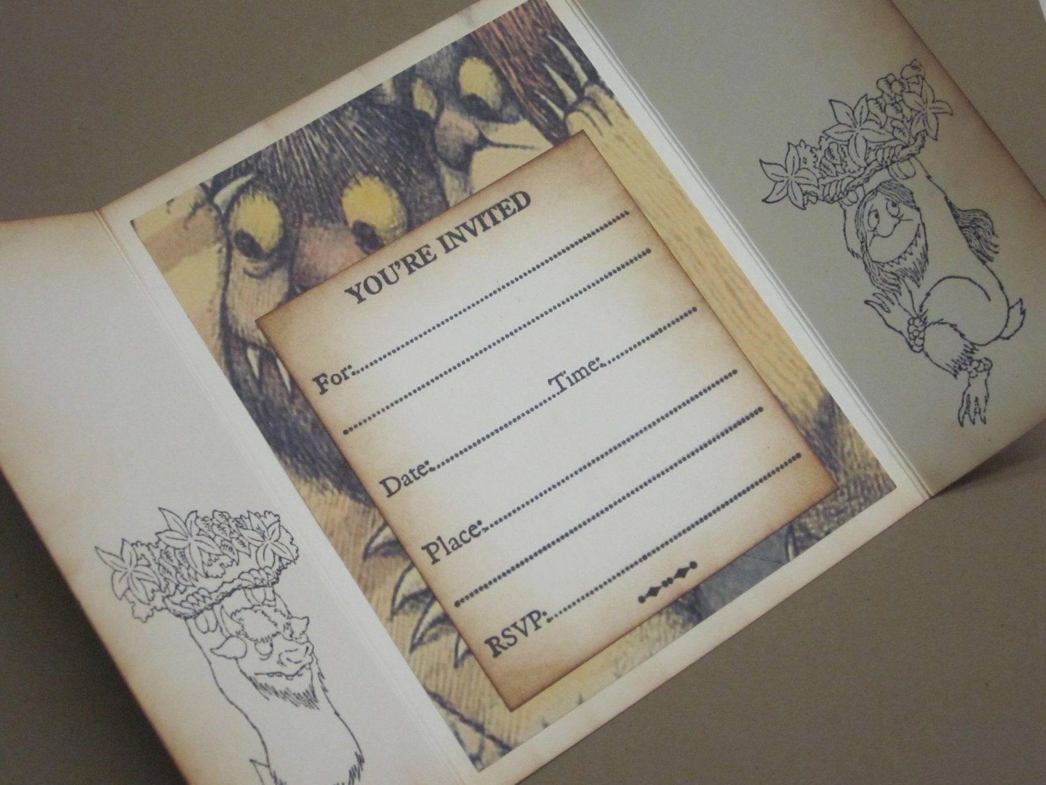 Where the Wild Things Are Invitation - birthday party, baby shower - vintage appearance