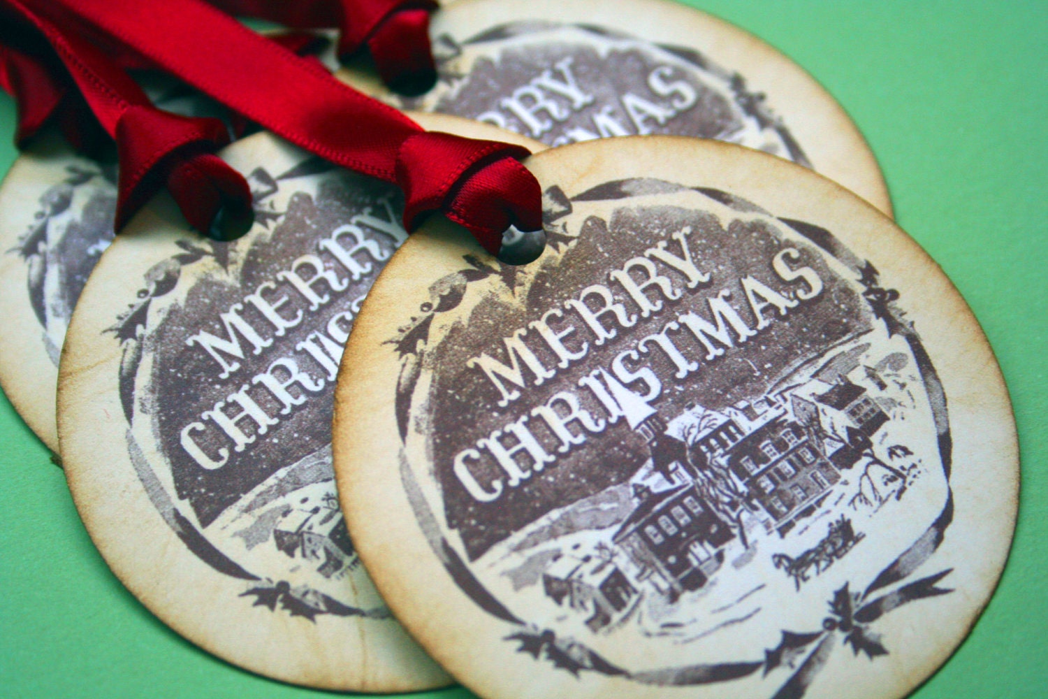 Christmas Tags/Ornaments Variety Pack - Vintage Appearance - Set of 10