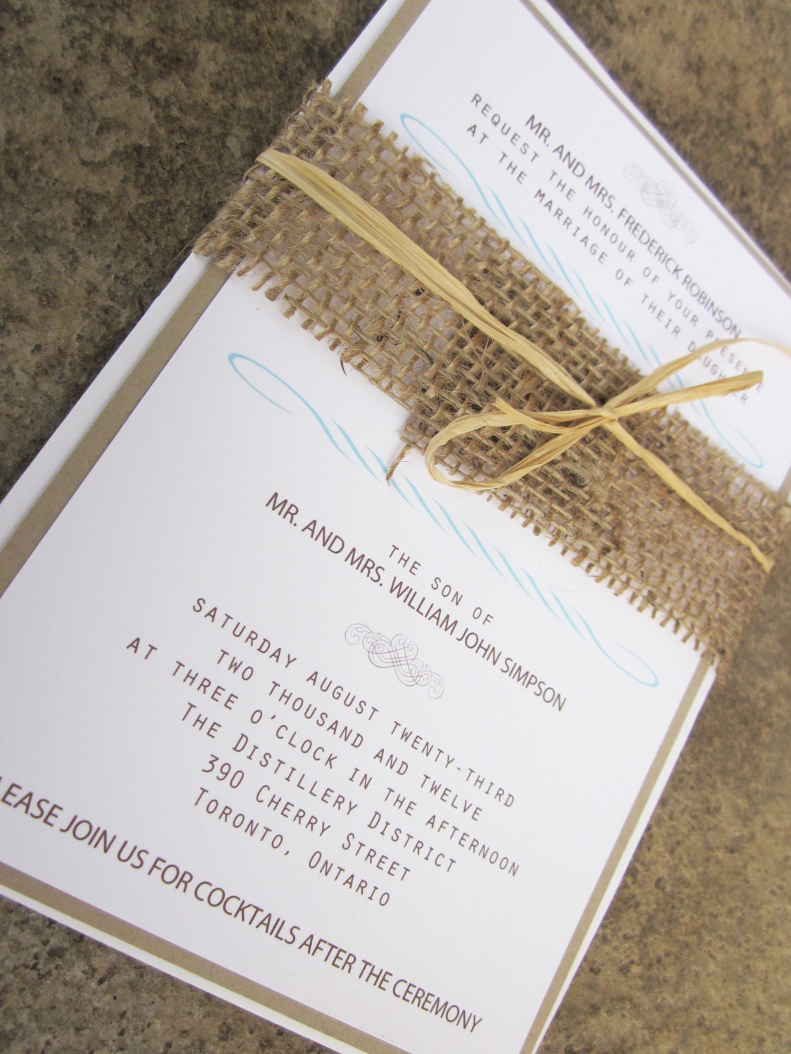 Modern Rustic Collection - Rustic Burlap Wedding Invitation Suite - by anista designs