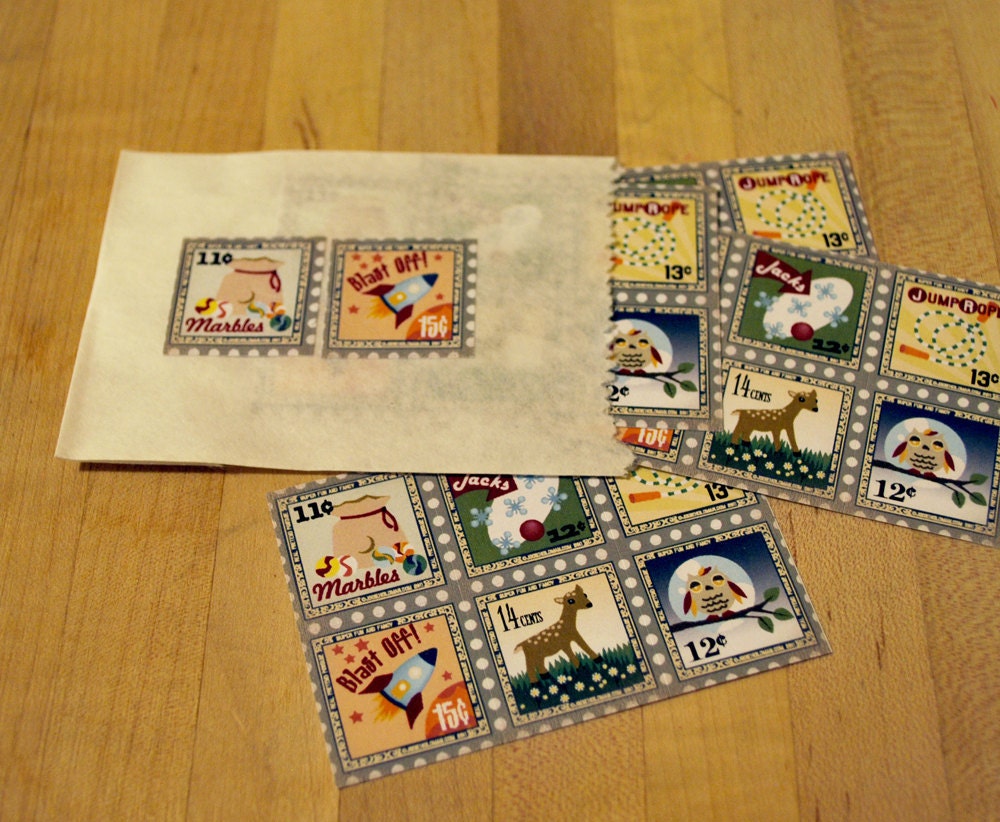 Retro Style Postage stamp stickers