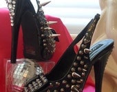 High Heel Platform Spiked Women Shoes Black size 5..  SALE...A SpikesByG Design