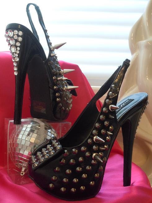 black spiked platform heels
