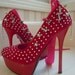 High Heel Platform Spiked Women Shoes Hot Pink size 7...A SpikesByG Design
