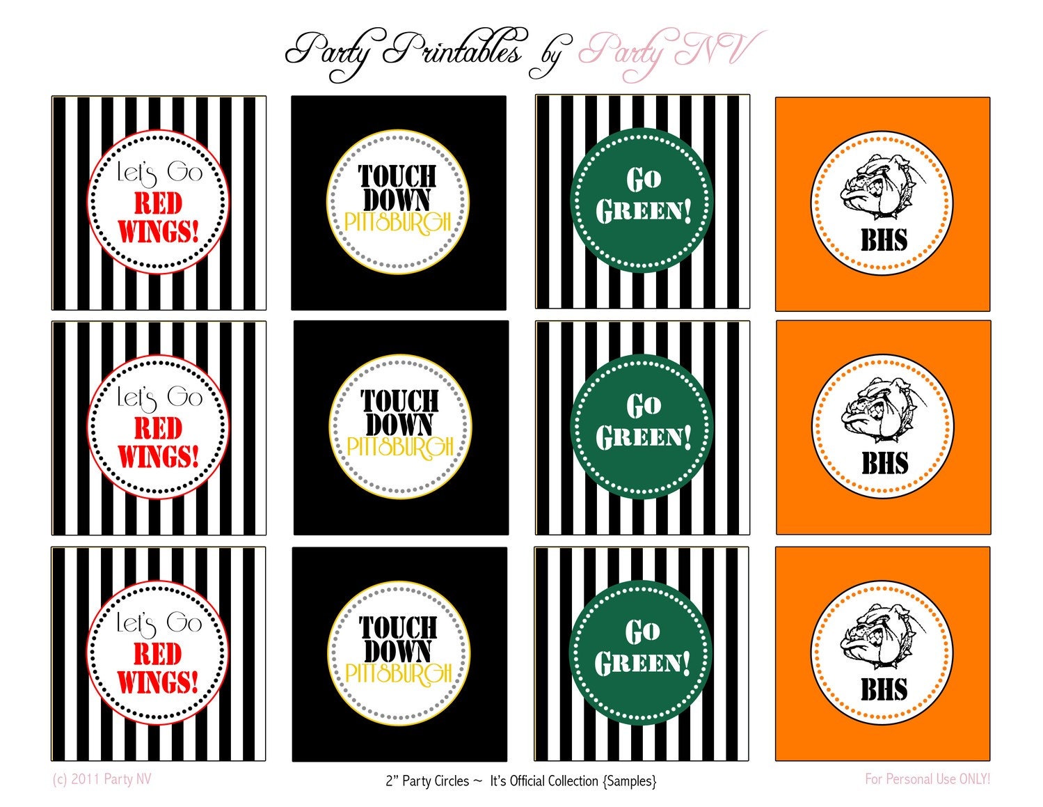 Printable 2"Party Circles - It's Official Collection - Customized Sports Theme Il_570xn