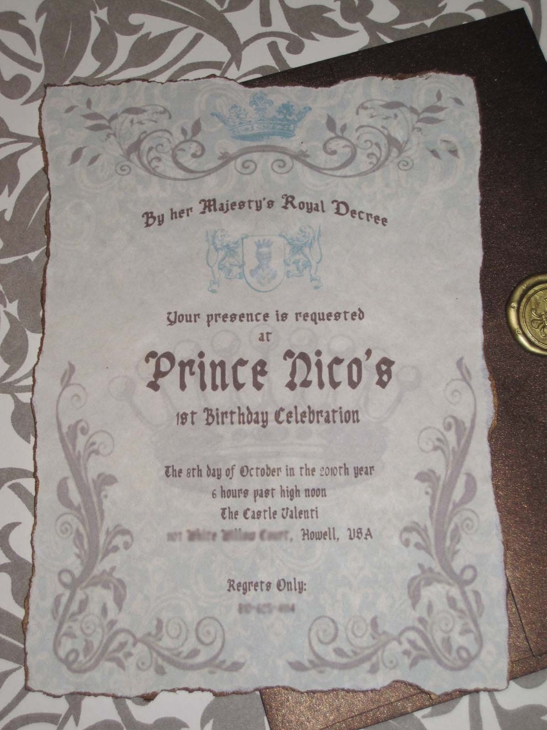 PRINTABLE (5"x 7" Invitation) - "Royaly Sweet Prince" Collection - Vintage, Old World Design Il_570xn