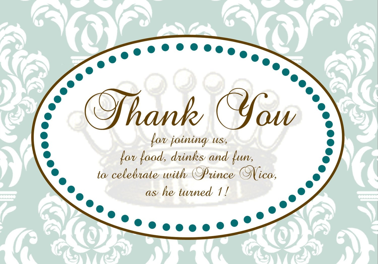 PRINTABLE (5"x 3.5" Folded Thank You Cards) - "Royaly Sweet Prince" Collection - Vintage, Old World Design Il_570xn