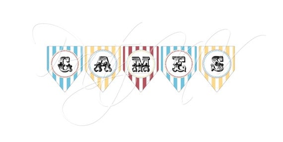 PRINTABLE ("Games" BANNER) - "Old Time" Carnival Collection- Vintage Design Il_570xn