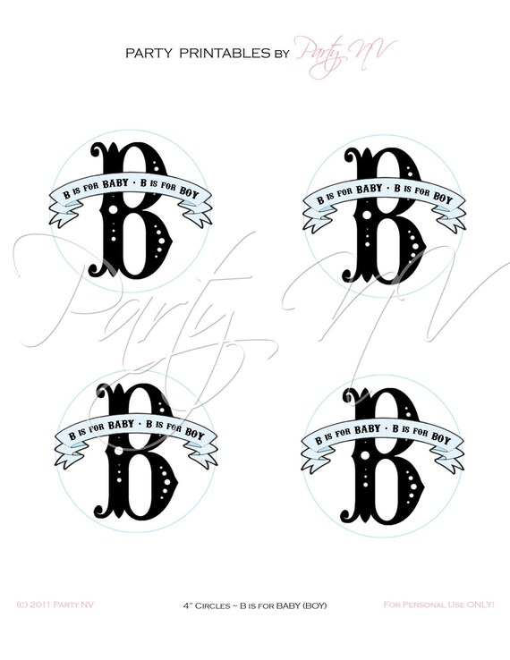 Printable 4" Party Circles - "B is for BABY" Collection Il_570xn
