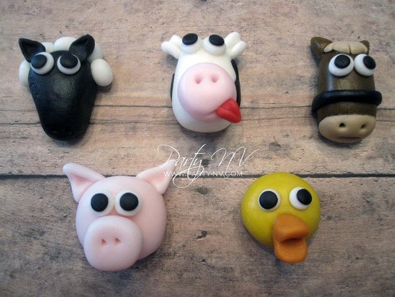 EDIBLE (Fondant Cupcake Toppers) - Farm Animals Il_570xn