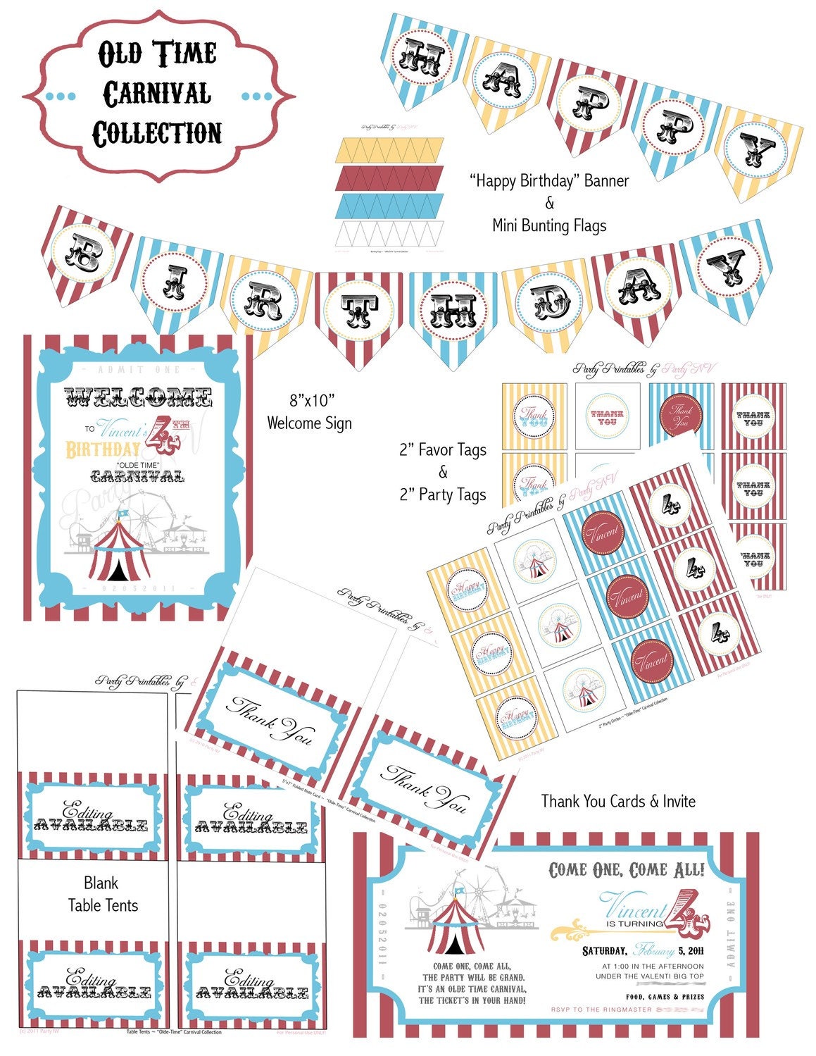 PRINTABLE (FULL COLLECTION) - "Old Time" Carnival Collection- Vintage Design